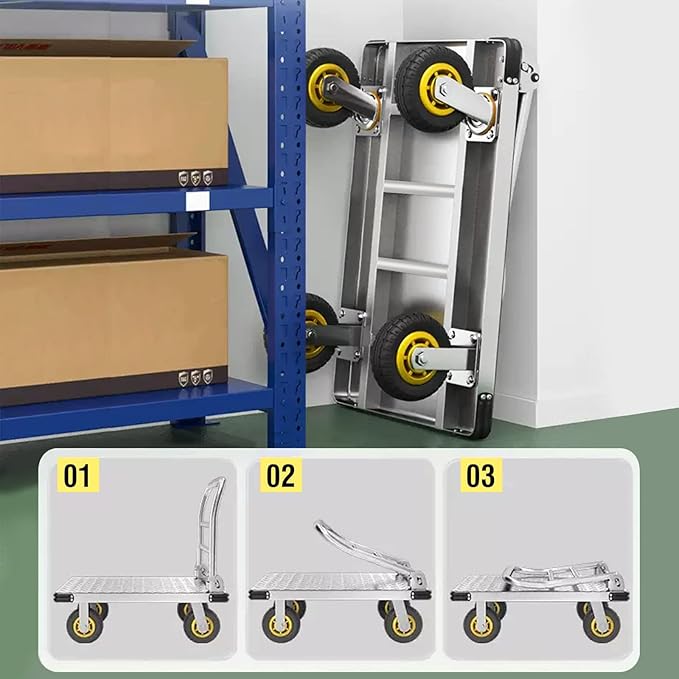 Platform Truck Heavy Duty Push Cart Dolly with 2000 LBS Capacity Foldable Moving Flatbed Cart with 6'' Swivel Wheels Large Steel Platform Dolly Cart for Groceries, Garage, Warehouse (36"X 24")