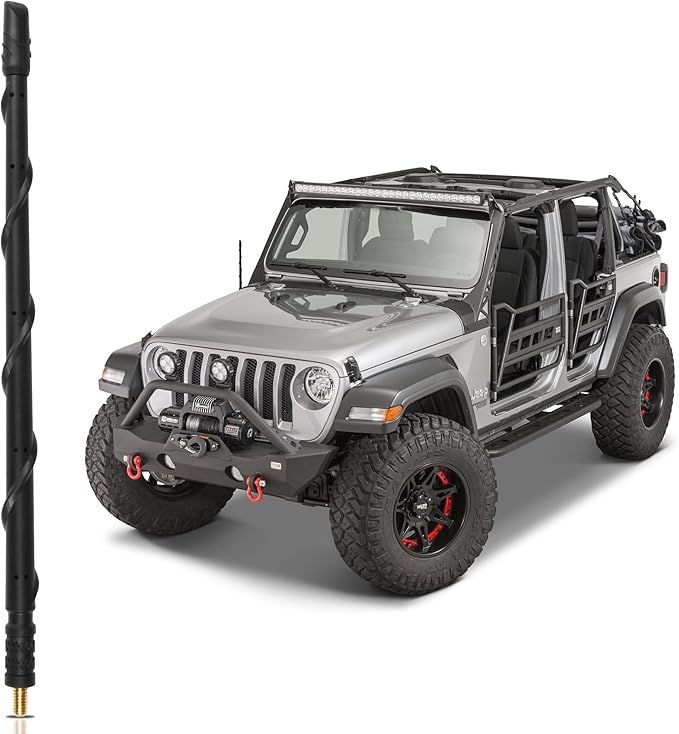 VOFONO Antenna for Jeep Wrangler Gladiator Rubicon Sahara Sport Unlimited JK JL JT 2007-2025, 13 Inch New Spiral Flex Rubber Jeep Antenna Replacement Jeep Wrangler Gladiator Accessories