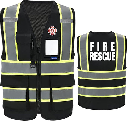 AYKRM Security Vest for Men Women 7 Pockets High Visibility Reflective Safety Vest Front Zipper Meets ANSI/ISEA