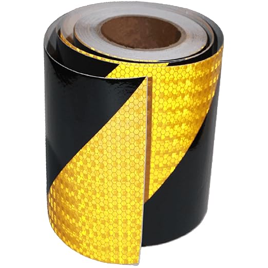 Reflective Tape Yellow Black 8 inch Wide for Bikes, Outdoor Waterproof High Visibility Safety Warning Adhesive Strips (66 feet)