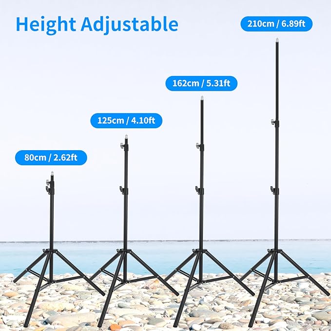 2 Pack Adjustable 7ft Aluminum Photography Light Stand, Portable Light Tripod, for Lighting Stand Speedlight, Flash, Softbox,Strobe Light, Camera, Photographic Portrait