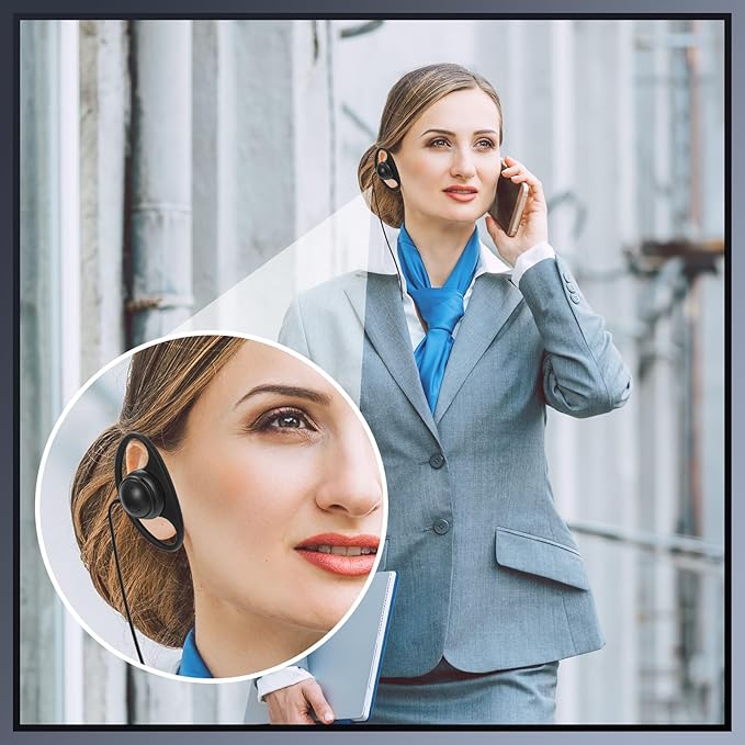 Macarrie 48 Pcs Radio Headset with Mic 2 Pin D Shape Walkie Talkie Earpiece with Mic Walkie Talkie Earpiece Compatible with Rt68 Rt19 Rt27 Rt28 Rt22 Rt21 H-777 2 Way Radios, Soft Ear