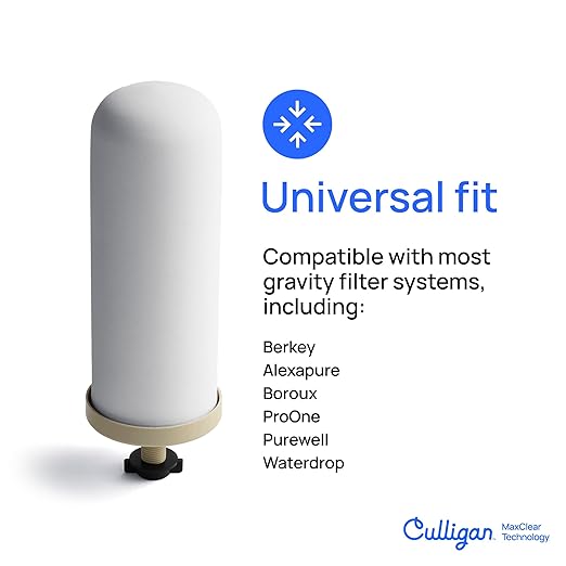 Culligan MaxClear 3 Gallon Gravity Water Filter System, Polished Stainless-Steel Countertop Water Filter NSF/ANSI Certified to Reduce Microplastics, Lead & Total PFAS, with 1 Ceramic Filter