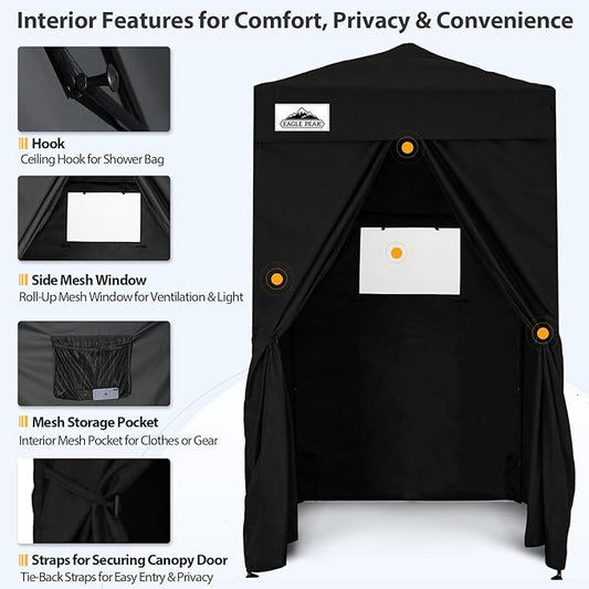 EAGLE PEAK Flex Ultra Compact 4x4 Pop-up Canopy, Sun Shelter, Changing Room, Portable Privacy Canopy Cabana for Pool, Fashion Photoshoots, or Camping, Black