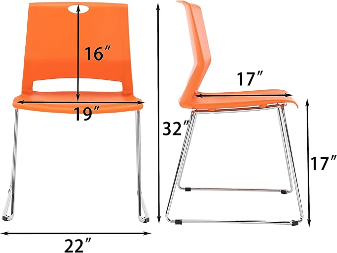 Sidanli Orange Stacking Chairs-Set of 4