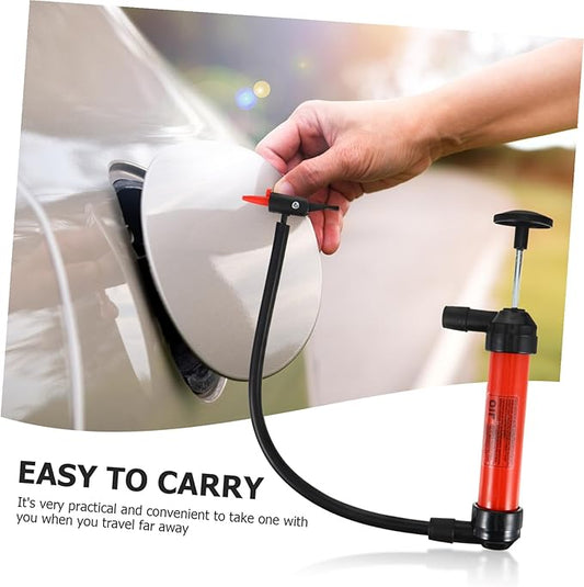 Generic Manual Car Fuel Transfer Pump with Ergonomic Grip Multi-use Oil Siphon for Gasoline Diesel Water and Light Oils Portable Hand Pump for Emergency Liquid Transfer in Vehicles and