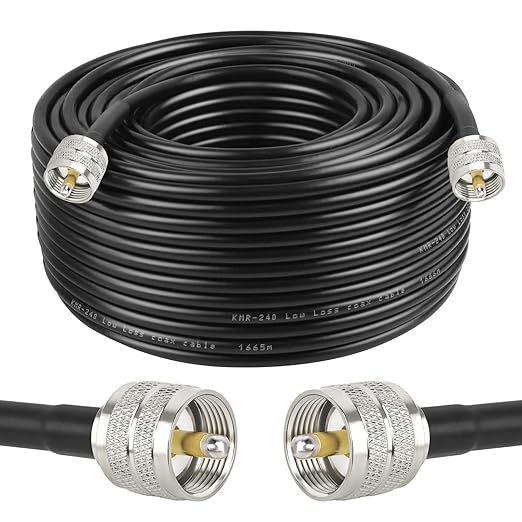 RG8x Coaxial Cable 150ft,CB Coax Cable 50 Ohm,UHF PL259 Male to Male Low Loss CB Antenna Extension for HAM Radio,VHF Radio,SWR Meter,Dummy Load,Antenna Analyzer