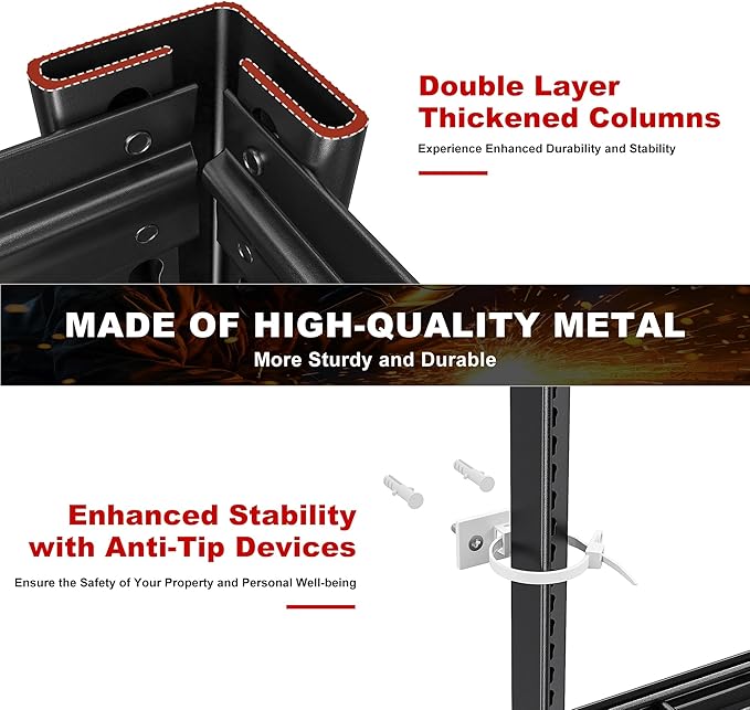 REIBII 3500LBS Garage Shelving, Adjustable Storage Shelves Heavy Duty, 6 Tier Heavy Duty Shelving, Metal Shelving Unit for Warehouse, Basement, Industrial, 55" W x 26" D x 84" H, Black, 2 Pack