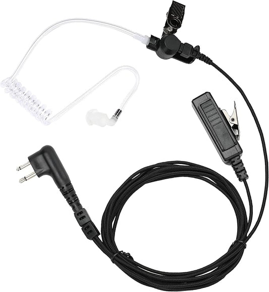 Two Way Radio Earpiece with PTT Compatible with Motorola CLS1110 CLS1410 CP185 CP200 CP200D Walkie Talkie 2 Pin Surveillance Headset with Mic Reinforced Cable (1 Pack)