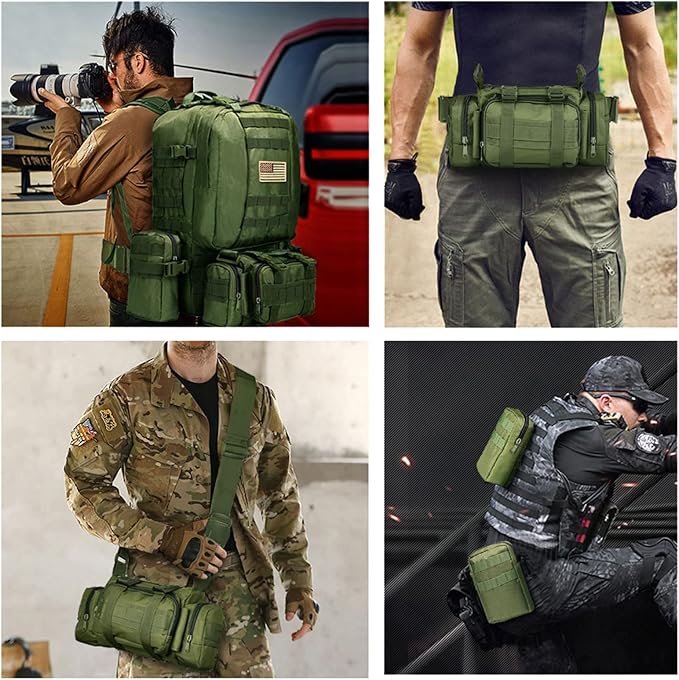 CVLIFE Tactical Backpack Military Army Rucksack 60L Large Assault Pack Detachable Molle Bag…