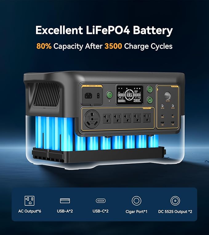 Pecron Portable Power Station F3000LFP with 3072Wh Extra Battery, 200W Solar Panel*1, 3072Wh Solar Camping Generator, 3600W Solar Generator for RV, Home Use, CPAP