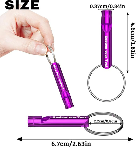 20 Pcs Custom Emergency Whistles with Keychains, Personalized Loud Safety Survival Whistle Engraved with Name/Text, Bulk Whistles for Outdoor Sports, Camping, Hiking, Boating, Hunting