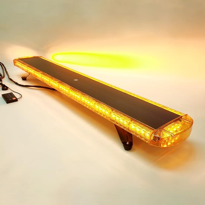 CFLMYYXGS 55" 104 LED Amber Warning Light Bar with Digital Controller 26 Flash Patterns 1W High-Intensity Beacons for Trucks Work Vehicles Weatherproof Emergency Strobe Lights (55 inches 104 LED)