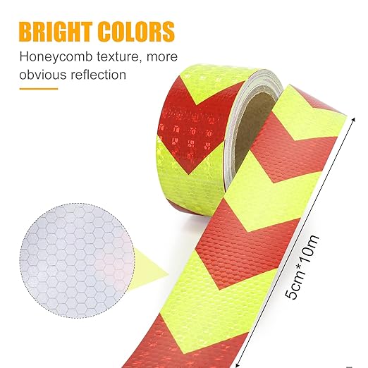 Reflective Tape, Waterproof Self Adhesive Dot Reflective Tape Outdoor Safety Caution Reflector for Trailers, Bikes, Cars（Red Yellow, 2 Inch x 32.8 Feet）