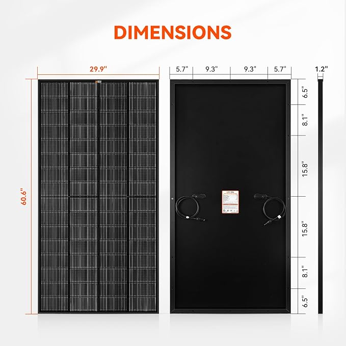 RICH SOLAR 250 Watt 12 Volt 18BB Monocrystalline Solar Panel N-Type Cells High Efficiency Solar Module for RV Trailer Camper Marine Off Grid All Black