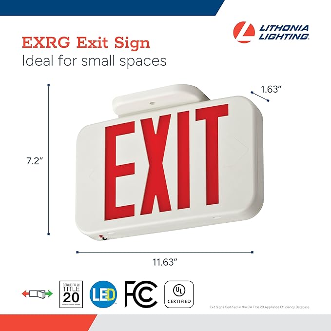 Lithonia Lighting Single-Sided LED Exit Sign, Thermoplastic Construction, Switchable Red and Green Colors, Ni-MH Backup Battery, Includes Extra Faceplate, White (EXRG EL M6)