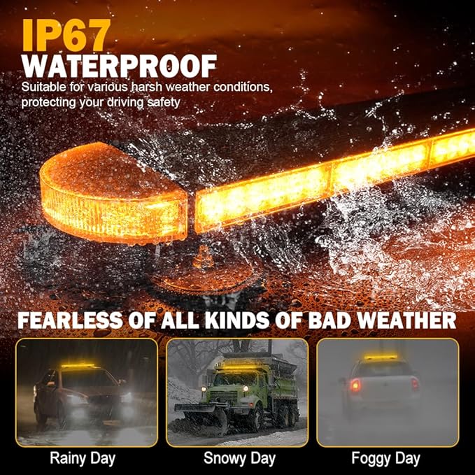 ASPL 31 inch Low Profile Rooftop Emergency Strobe Lights Bar Full Aluminum Flashing Safety Warning Traffic Advisor Lightbar Hazard Snow Plow Light for Trucks Tow Construction Vehicles (Amber)