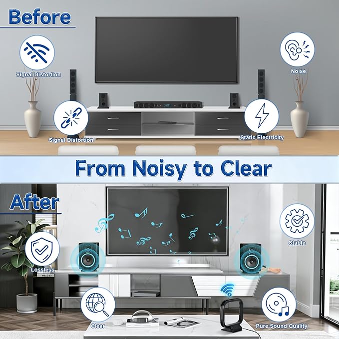 FM Radio Dipole Antenna Indoor AM Loop Antenna 75 Ohm FM Antennas for Yamaha Marantz Pioneer Onkyo Indoor Bluetooth Home Stereo Receiver AV Audio Video Home Theater Receiver Tuner