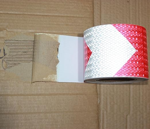 Reflective Tape Red and White 4 inch X 66 feet, Outdoor Waterproof Hazard Conspicuity Warning Industrial Marking Tape