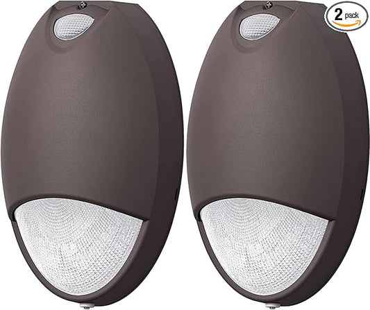 12W LED Emergency Wall Pack Light with Battery Backup Photocell Sensor, Self Test Diagnostics, Commercial Outdoor Exterior Aluminum Emergency Light, IP65 Wet Location, 120-277VAC UL Listed (2 Pack)