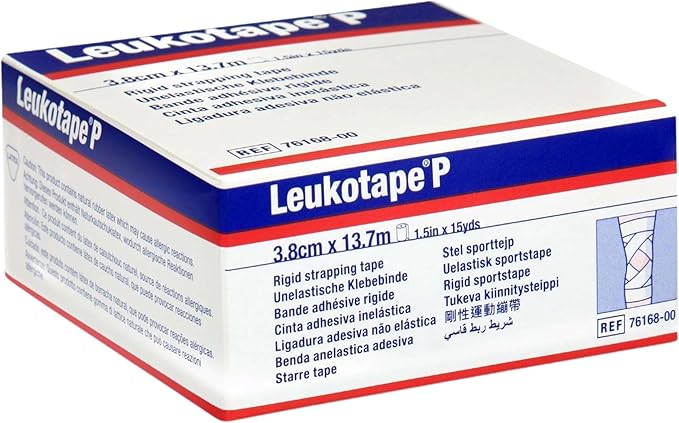 Leukotape P Adhesive Strapping Tape – for Sports Injuries, Strains and Sprains - 1.5 in x 15 yds, Tan, (30 Rolls)
