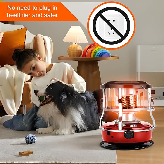 2 in 1 Portable Kerosene Heater Stove Kerosene Heaters for Indoor Use 9000 BTU Non Electric Heaters Indoor Outdoo for Camping Hunting Cooking and Emergency Heater Red