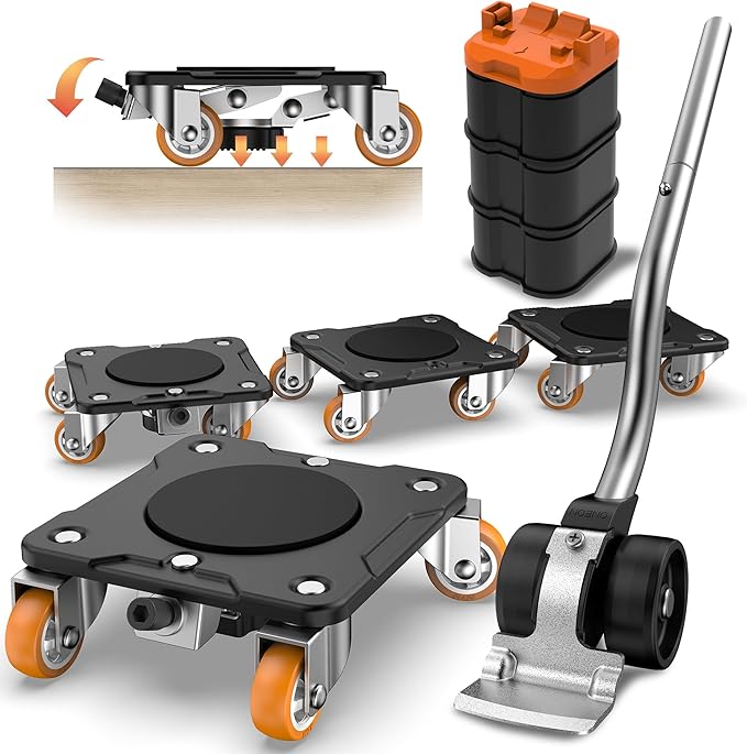 ONEON Furniture Mover Plus Parked Edition with Furniture Lifter, Periodic Moving Needs, Parking Lock Design, Lock Dollies for Long-Term Stability of Heavy Items, No Frequent Setup & Removal