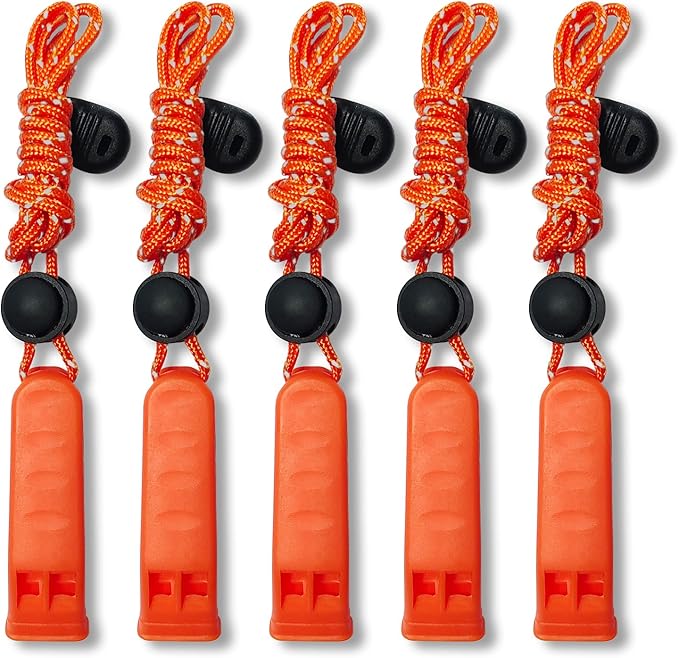 Emergency Whistle, 120db Safety Whistle Survival Shrill Loud for Camping Hiking Hunting Boating Fishing Life Vest Jacket Rescue Signaling Kids Lifeguard 5 Pack