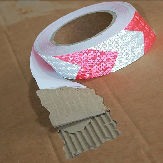 Reflective Tape Red White 1 Inch x 168 Feet, Warning Conspicuity Reflector, Night Safety Sticker for Car Trailer Clothing