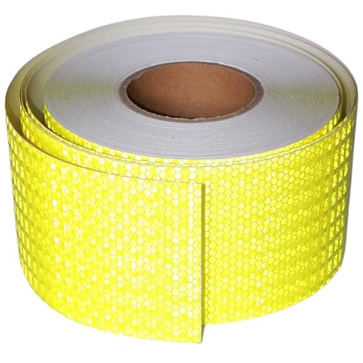 Fluorescent Yellow Reflective Tape Outdoor Waterproof 4 inch Wide, High Visibility Warning Safety Industrial Marking Tape (166 feet)