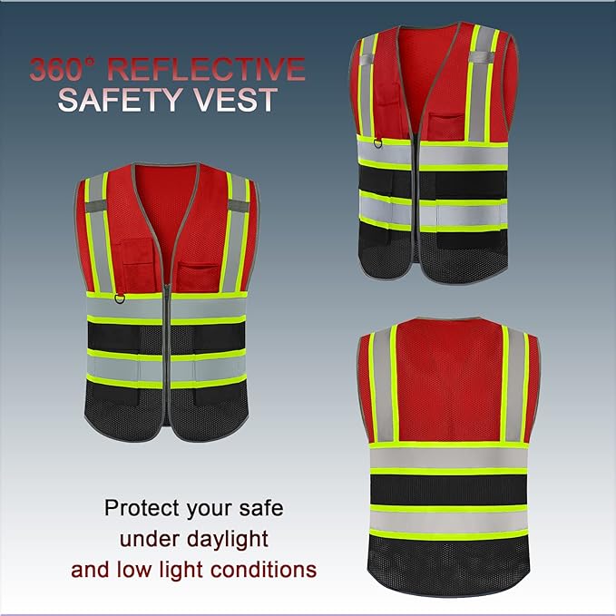 BeautyWill Custom Logo Safety Vest Class 2 High Visibility Reflective Vest for Men - Personalized Logo Team Vest