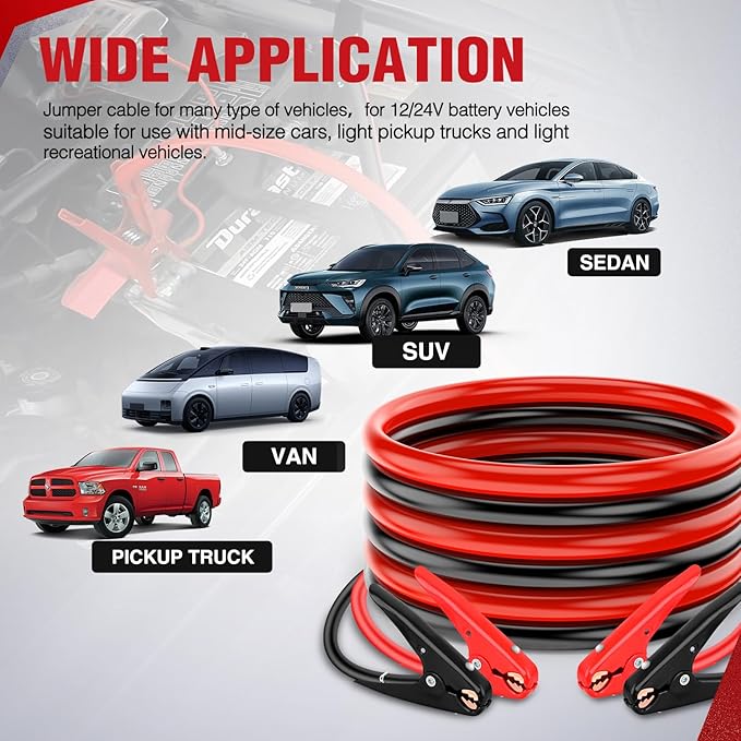 Nilight Jumper Cables for Car Battery 4 Gauge 16 FT Booster Cable Heavy Duty 600 A CCA with Carrying Bag Jump Start Emergency Kit Pickup Truck RV Vans SUV