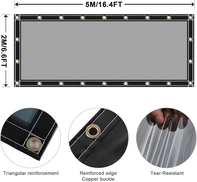 Clear Tarps Heavy Duty UV Protection, Translucent Sun Shade PVC Vinyl Tarpaulin with Grommets, Ropes, Reinforced Edge, Waterproof, Tear-Resistant for Greenhouse, Patio, Garden, Porch, Pavilion