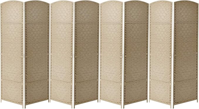 Sorbus 8 Panel Room Divider 6 ft. Tall - Privacy Screen, Extra Wide Double Hinged Panels, Diamond Double-Weaved, Partition Room Dividers and Folding Privacy Screens, Wall Divider for Room Separation