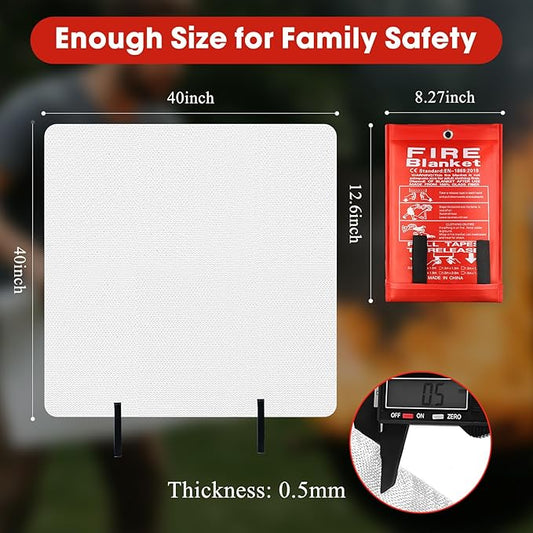 FJNATINH Fire Blankets Emergency for Home - 1 Pack 40' x 40' Fiberglass Blanket for Kitchen and Home (4)