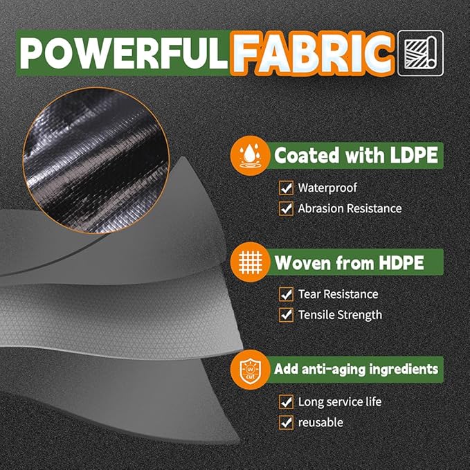 RAINDEWAY Extra Large Tarp 30x60, 8 Mil Thick, Black Tarps Heavy Duty Waterproof, UV Resistant, Cover with Metal Grommets and Reinforced Edges, Finished Size