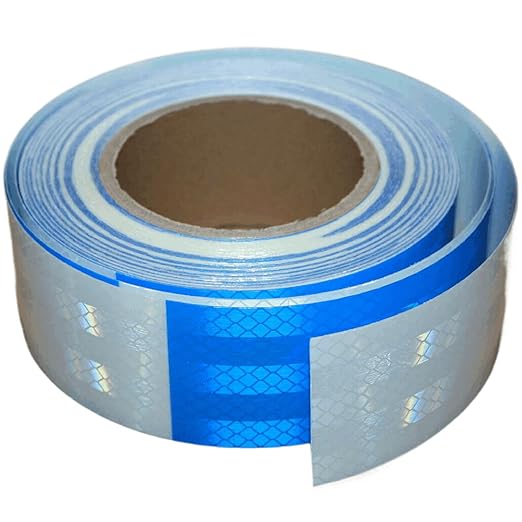 Reflective Tape Blue White 2 inch Wide for Cars, Outdoor Waterproof High Visibility Safety Warning Adhesive Strips (66 feet)