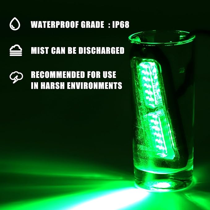 WINECO Green 8pcs Ultra Slim LED Emergency Strobe Police Lights, Surface Mount Grill Grille Hazard Safty Warning Flashing Light for Volunteer Trucks Vehicles