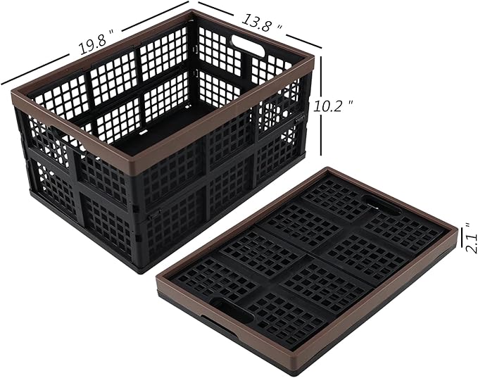 Cand 4 Pack Large Collapsible Crate for Storage, 42 Liter Plastic Folding Crate Box Bin
