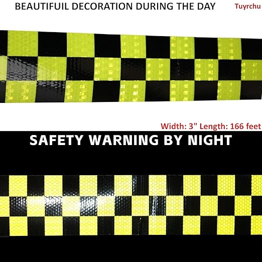 Industrial Reflective Tape 3 inch Wide for Automobile, Outdoor Waterproof High Visibility Safety Warning Adhesive Strips (166 feet)