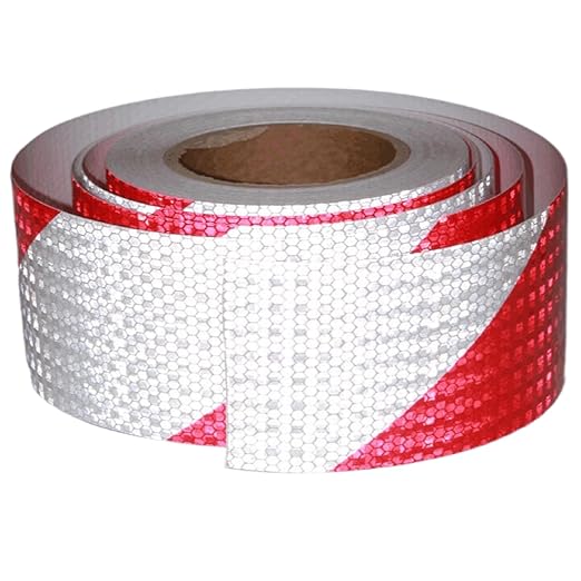 Reflective Tape Red White 3 Inch x 68 Feet, Outdoor Waterproof Conspicuity Strong Adhesive Reflector for Trailers Signs