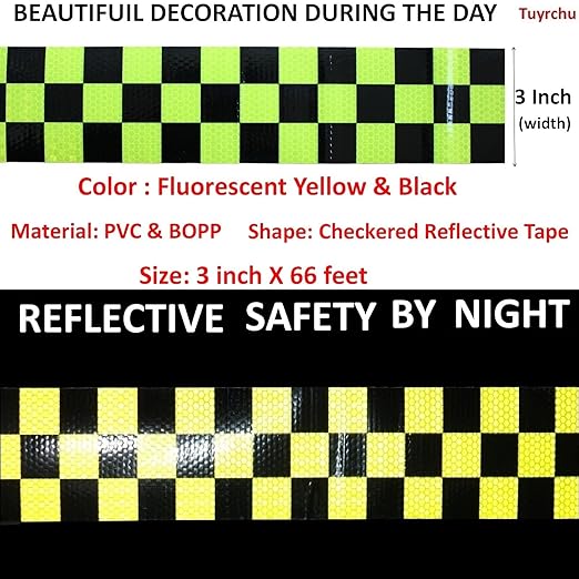 Industrial Reflective Tape 3 inch Wide for Automobile, Outdoor Waterproof High Visibility Safety Warning Adhesive Strips (66 feet)