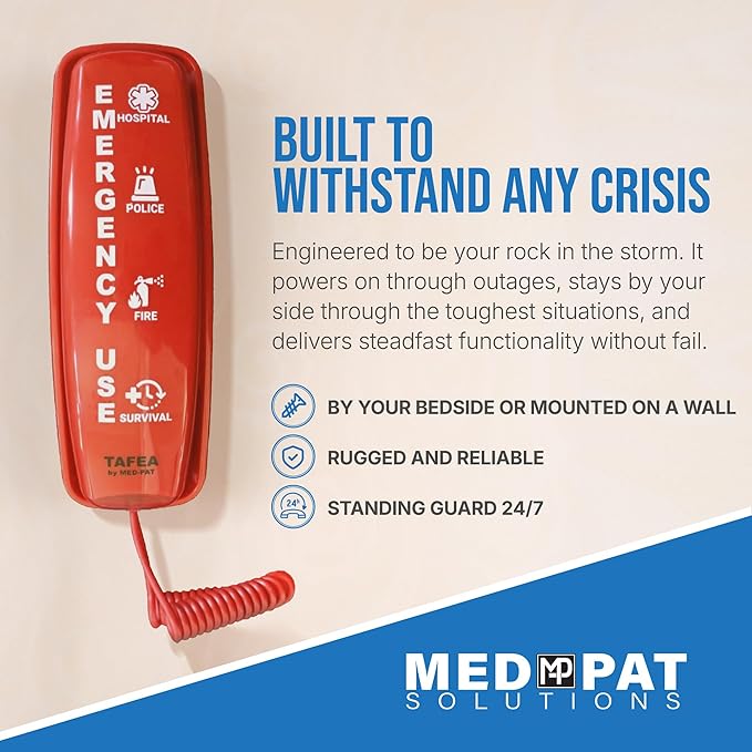 Med-Pat FIRST by TAFEA Emergency One-Touch Dialer - Instant Lifeline - H.E.L.P. Technology Emergency Response - Patented Enhanced Microphone - Increase Distance to Hear Background Noise - Crisis Phone