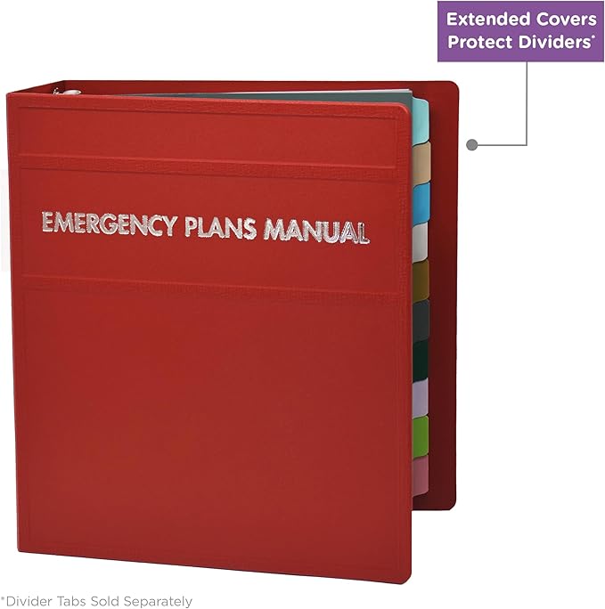 Carstens 3-Inch Heavy Duty Emergency Plans Round Ring Binder – Side Opening, Brick Red, Case of 14, Durable Plastic, No Pockets, Holds 400 Sheets, Made in USA (1730-3RCS)