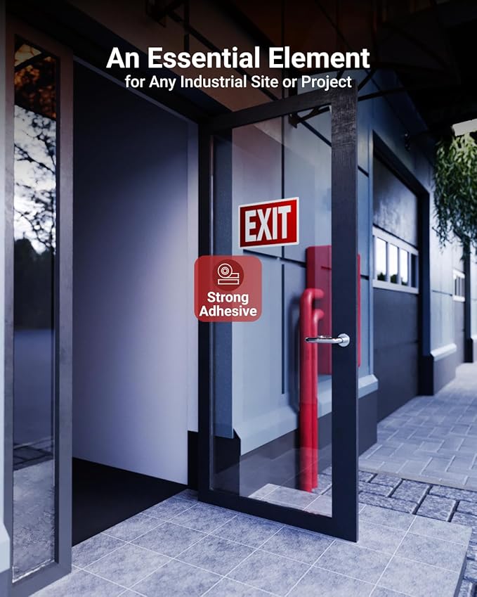 Sunco 12 Pack Photoluminescent Exit Signs, Glow In The Dark Emergency Sign, Non-Electrical, Adhesive Backing, Fade Resistant, Waterproof, Tear Resistant, Up to 50FT Visibility