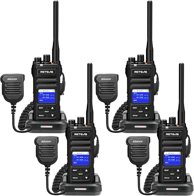 Retevis NR30S 2 Way Radio Long Range,Heavy Duty Two Way Radios with Shoulder Mic,IP67 Waterproof,2800mAh,Group Call,NOAA,Noise Canceling,Professional Walkie Talkies for Construction Supply(4 Pack)
