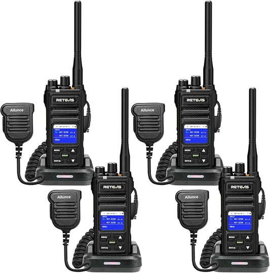 Retevis NR30S 2 Way Radio Long Range,Heavy Duty Two Way Radios with Shoulder Mic,IP67 Waterproof,2800mAh,Group Call,NOAA,Noise Canceling,Professional Walkie Talkies for Construction Supply(4 Pack)