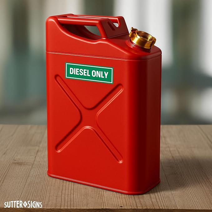 Sutter Signs 3pc Diesel Only Stickers for Fuel Tank | Weatherproof Adhesive Decals for Trucks, Tractors, Fuel Cans, Gas Caps
