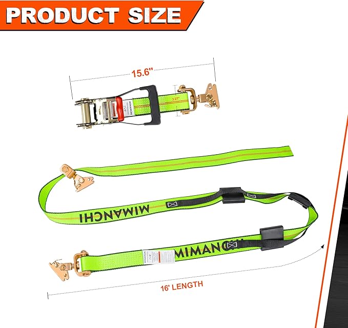 2" x 16' E Track Tire Straps with Fittings, 4 Pack, Car Tie Down Straps for Trailers, Over The Wheel Ratchet Strap with Rubber Blocks, Vehicle Auto Tie Down Kit for Hauling Oversize Tires