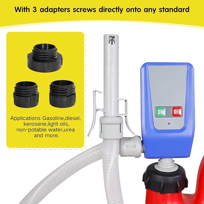 16 Gallon Portable Fuel Caddy Tank with 2.8GPM Automatic Fuel Transfer Pump, 12V / 4AA Battery Powered, Extra Long Hose, Portable Liquid Pump for Gasoline Diesel Fuel & DEF/Urea Liquid